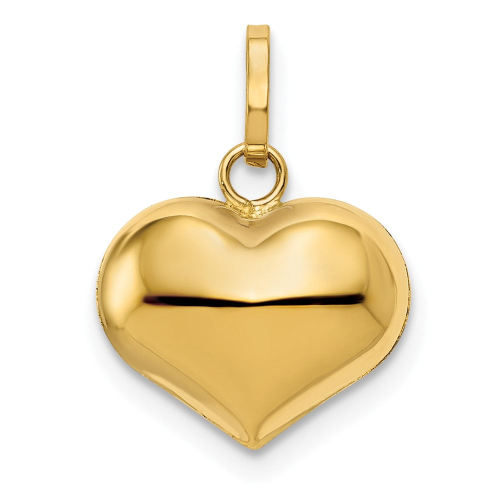 14K Polished 3-D Puffed Heart Pendant, 15 x 12 mm, 0.48 g