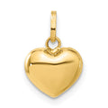 14K Polished 3-D Puffed Heart Pendant, 15 x 8 mm