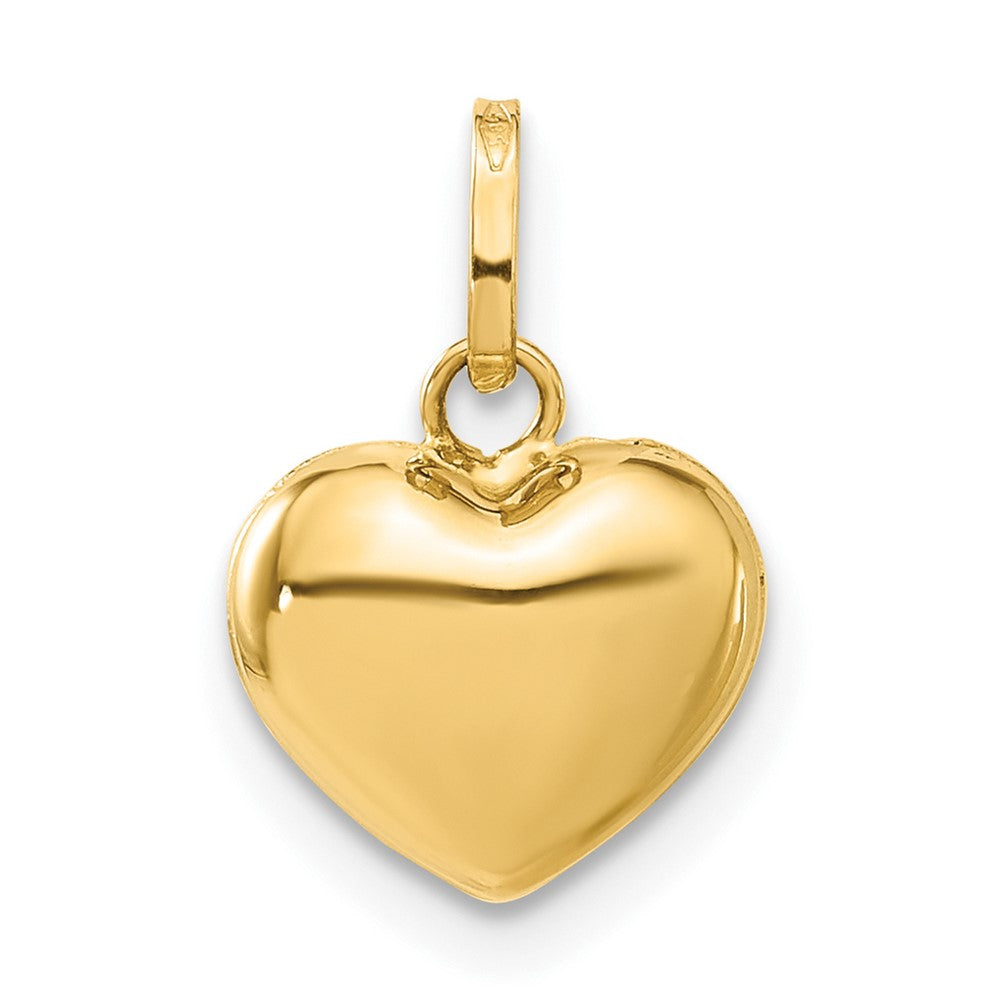 14K Polished 3-D Puffed Heart Pendant, 15 x 8 mm