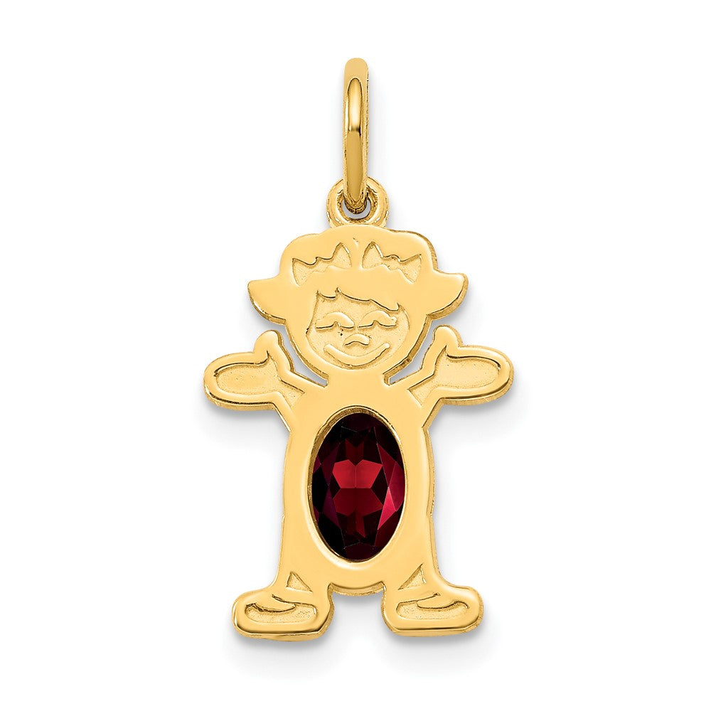 14K Girl Charm 6x4 Oval Genuine Garnet-January, 21 x 12 mm