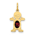 14K Boy Charm 6x4 Oval Genuine Garnet-January, 21 x 12 mm