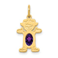 14K Girl Charm 6x4 Oval Genuine Amethyst-February, 21 x 12 mm