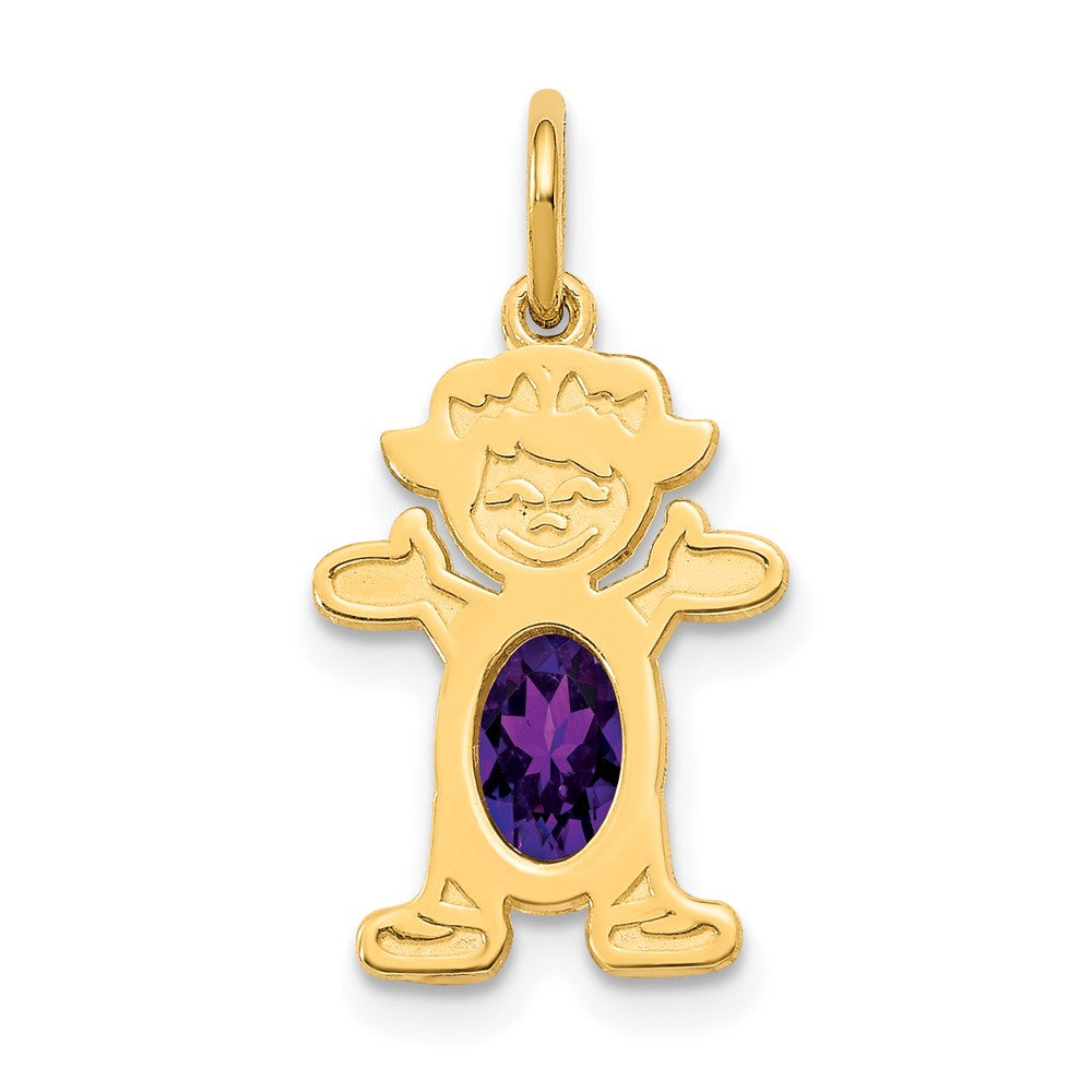 14K Girl Charm 6x4 Oval Genuine Amethyst-February, 21 x 12 mm