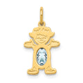 14K Girl Charm 6x4 Oval Genuine Aquamarine-March, 0.23 ct, 21 x 12 mm