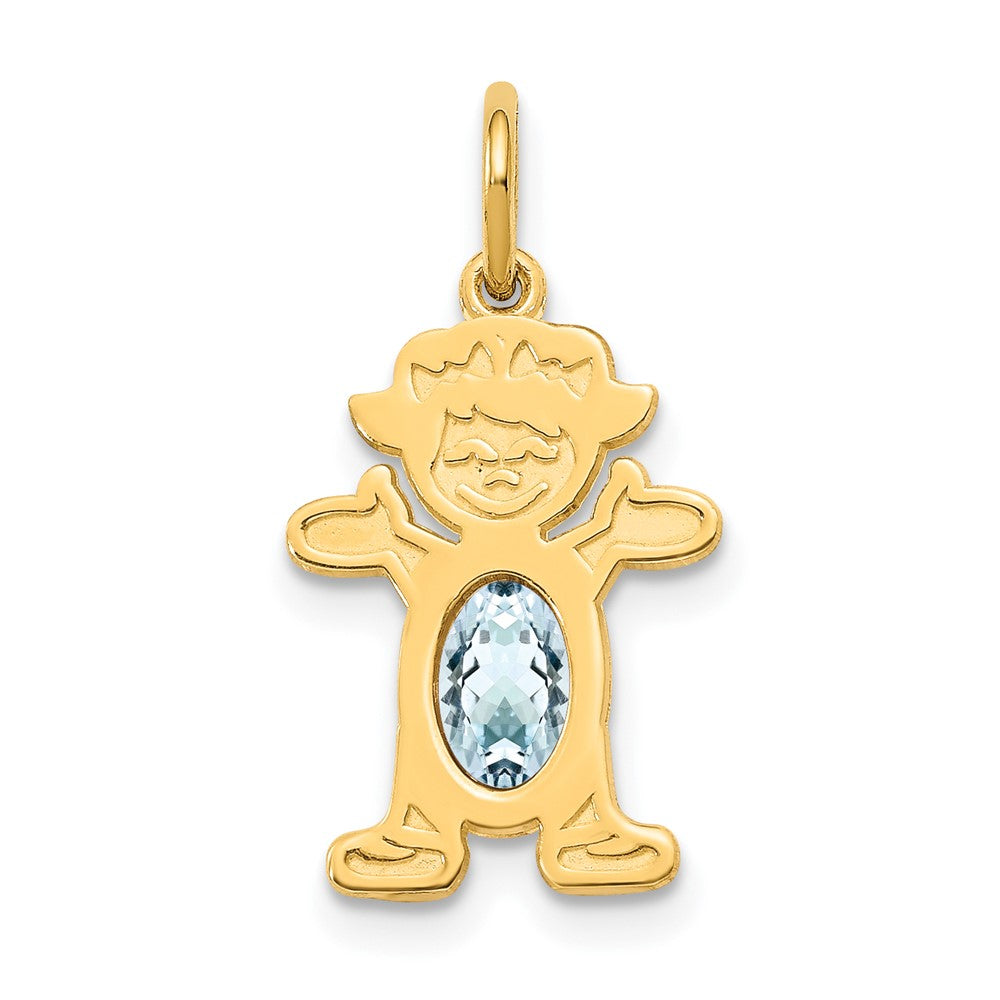 14K Girl Charm 6x4 Oval Genuine Aquamarine-March, 0.23 ct, 21 x 12 mm