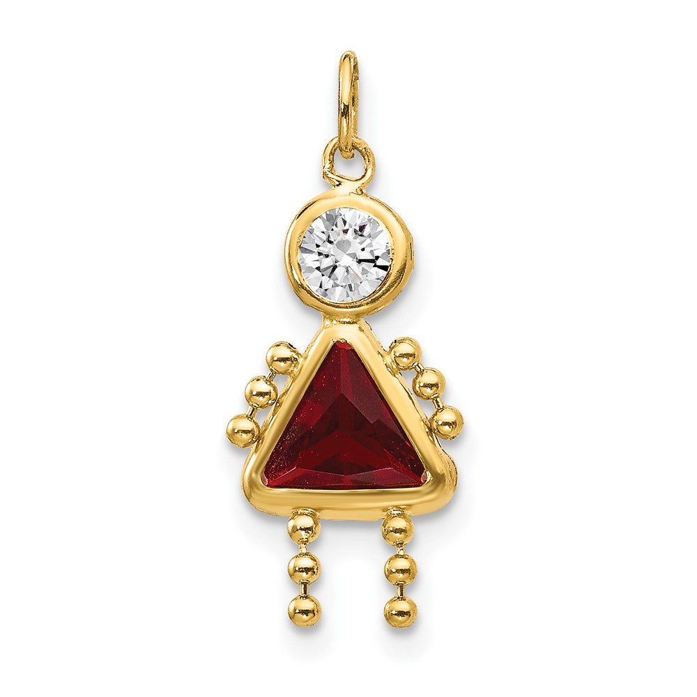 14k January Girl Synthetic Birthstone Charm, 20 x 10 mm