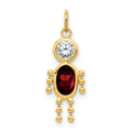 14k January Boy Synthetic Birthstone Charm, 19 x 9 mm
