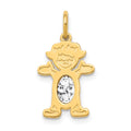 14K Girl Charm 6x4 Oval Genuine White Topaz-April, 0.57 ct, 21 x 12 mm