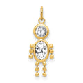 14k April Boy Synthetic Birthstone Charm, 19 x 9 mm