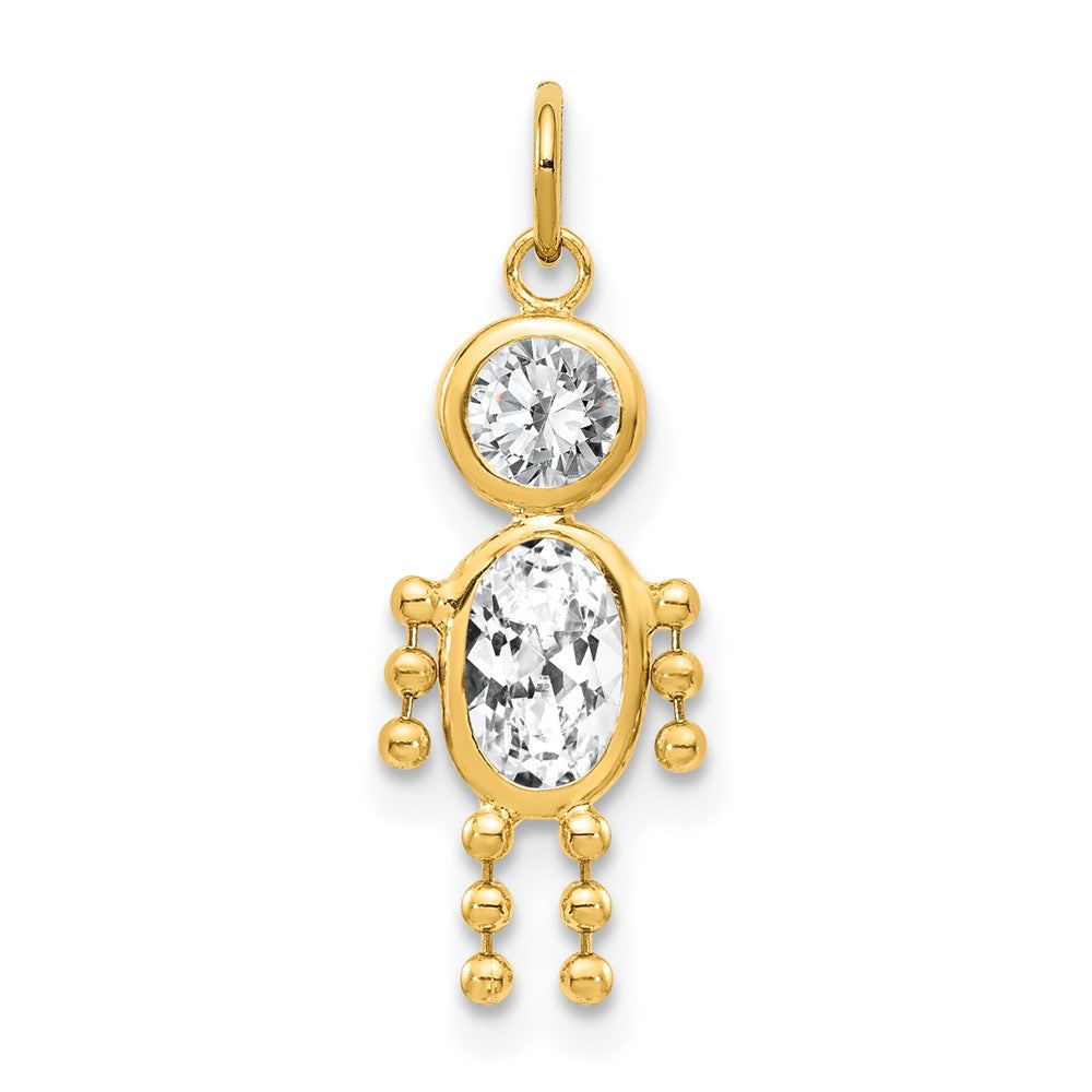14k April Boy Synthetic Birthstone Charm, 19 x 9 mm