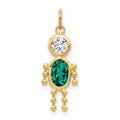 14k May Boy Synthetic Birthstone Charm, 19 x 9 mm