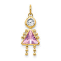 14k June Girl Synthetic Birthstone Charm, 20 x 10 mm