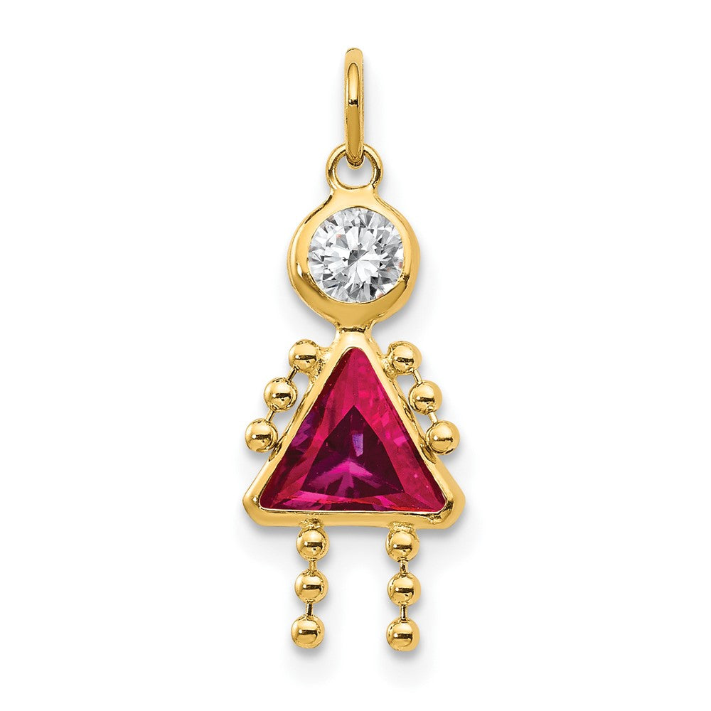 14k July Girl Synthetic Birthstone Charm, 20 x 10 mm
