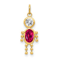 14k July Boy Synthetic Birthstone Charm, 19 x 9 mm