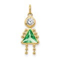 14k August Girl Synthetic Birthstone Charm, 20 x 10 mm
