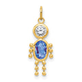 14k September Boy Synthetic Birthstone Charm, 19 x 9 mm