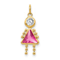 14k October Girl Synthetic Birthstone Charm, 20 x 10 mm