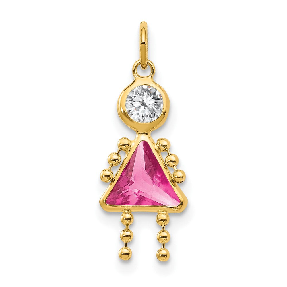 14k October Girl Synthetic Birthstone Charm, 20 x 10 mm