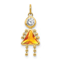 14k November Girl Synthetic Birthstone Charm, 20 x 10 mm