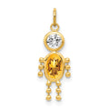 14k November Boy Synthetic Birthstone Charm, 19 x 9 mm