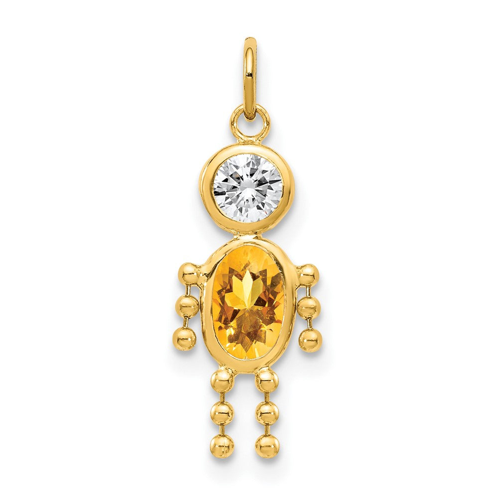 14k November Boy Synthetic Birthstone Charm, 19 x 9 mm