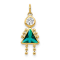 14k December Girl Synthetic Birthstone Charm, 20 x 10 mm