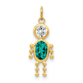 14k December Boy Synthetic Birthstone Charm, 19 x 9 mm