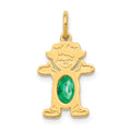 14K Girl Charm 6x4 Oval Genuine Emerald-May, 0.44 ct, 21 x 12 mm