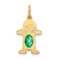 14K Boy Charm 6x4 Oval Genuine Emerald-May, 0.44 ct, 21 x 12 mm