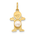 14K Boy Charm 4mm Freshwater Cultured Pearl-June, 21 x 12 mm