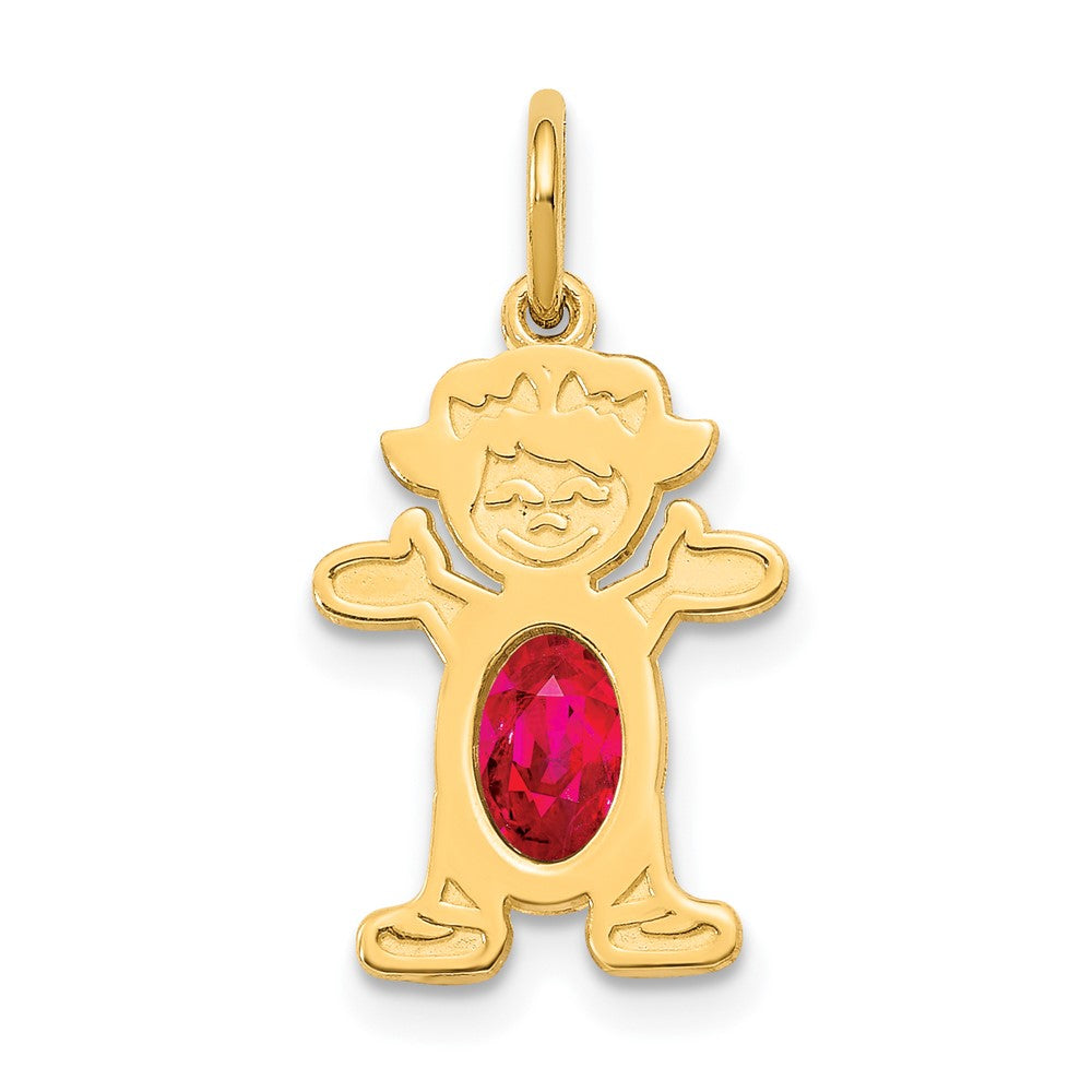 14K Girl Charm 6x4 Oval Genuine Ruby-July, 0.63 ct, 21 x 12 mm