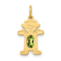 14K Girl Charm 6x4 Oval Genuine Peridot-August, 21 x 12 mm