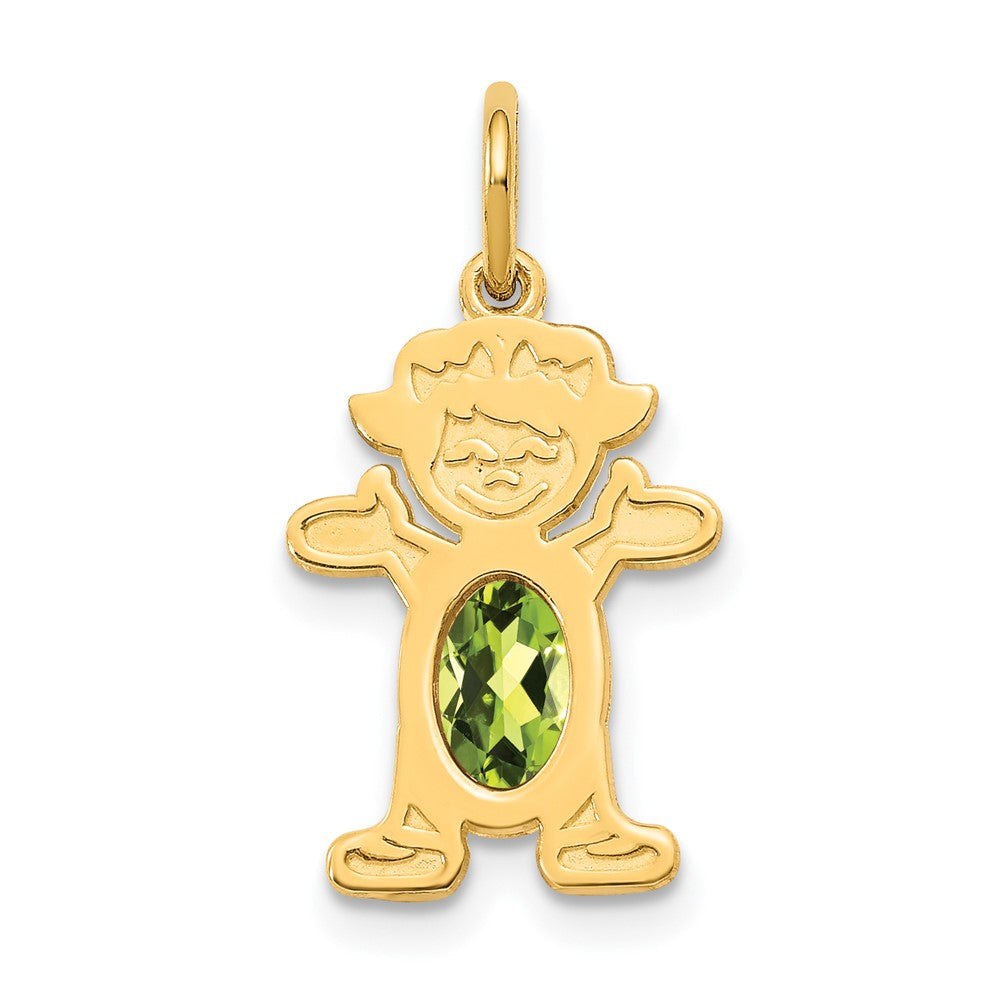 14K Girl Charm 6x4 Oval Genuine Peridot-August, 21 x 12 mm