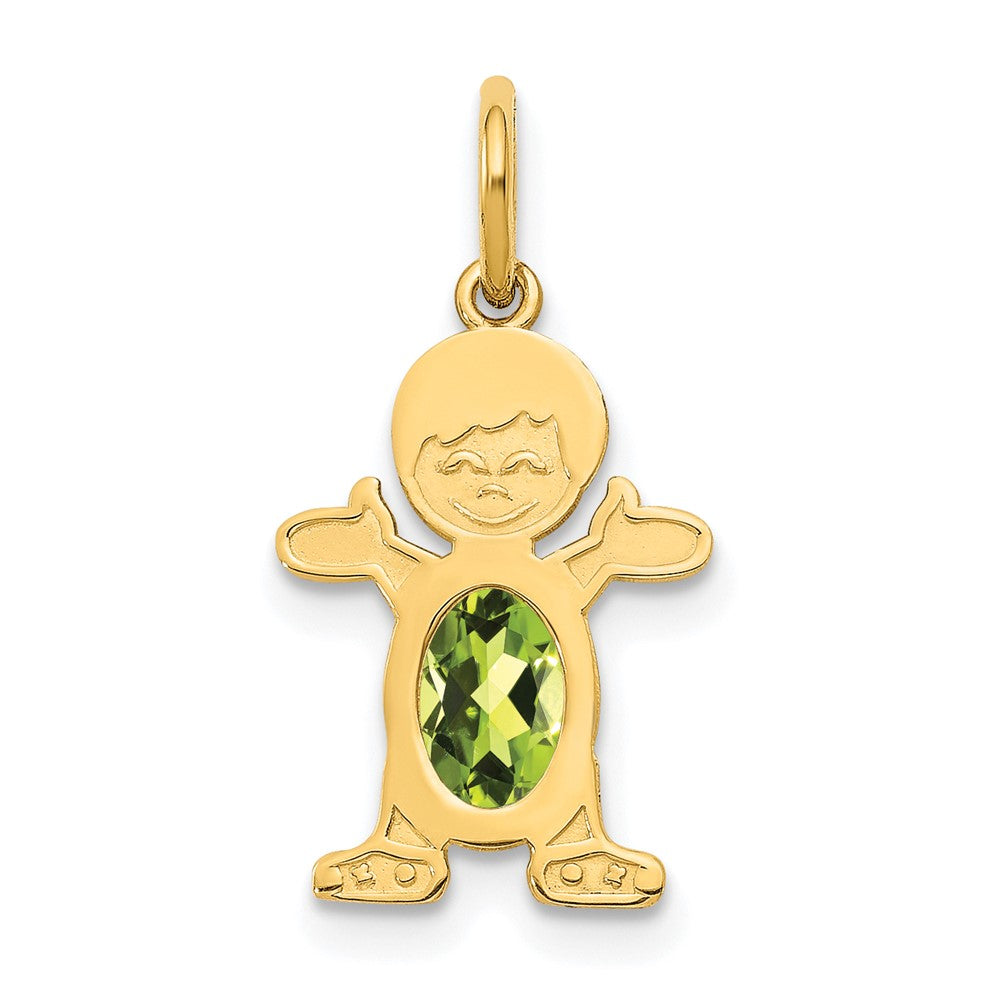 14K Boy Charm 6x4 Oval Genuine Peridot-August, 21 x 12 mm