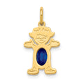 14K Girl Charm 6x4 Oval Genuine Sapphire-September, 0.58 ct, 21 x 12 mm