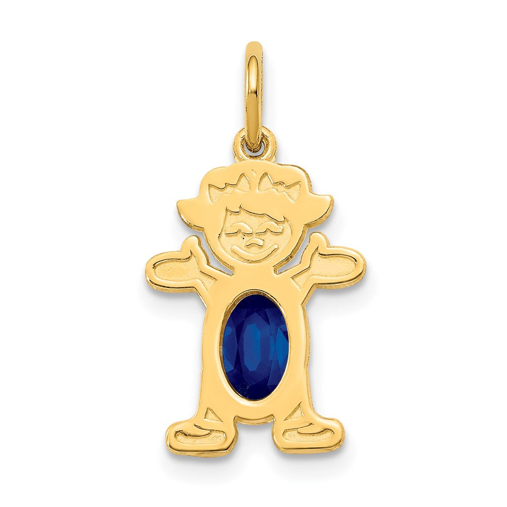 14K Girl Charm 6x4 Oval Genuine Sapphire-September, 0.58 ct, 21 x 12 mm