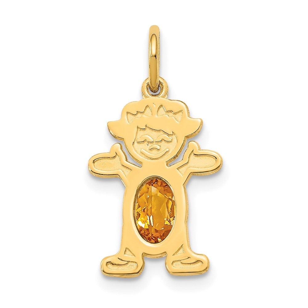 14K Girl Charm 6x4 Oval Genuine Citrine-November, 21 x 12 mm