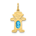 14K Girl Charm 6x4 Oval Genuine Blue Topaz-December, 0.57 ct, 21 x 12 mm