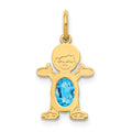 14K Boy Charm 6x4 Oval Genuine Blue Topaz-December, 0.57 ct, 21 x 12 mm
