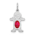14K White Gold Boy Charm 6x4 Oval Genuine Ruby-July, 0.63 ct, 21 x 12 mm