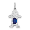 14K White Gold Boy Charm 6x4 Oval Genuine Sapphire-September, 0.58 ct, 21 x 12 mm