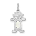 14K White Gold Girl Charm 6x4 Oval Genuine Opal-October, 0.28 ct, 21 x 12 mm