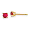 14k 4mm Round Ruby Post Earrings, 0.74 ct, 4 x 4 mm