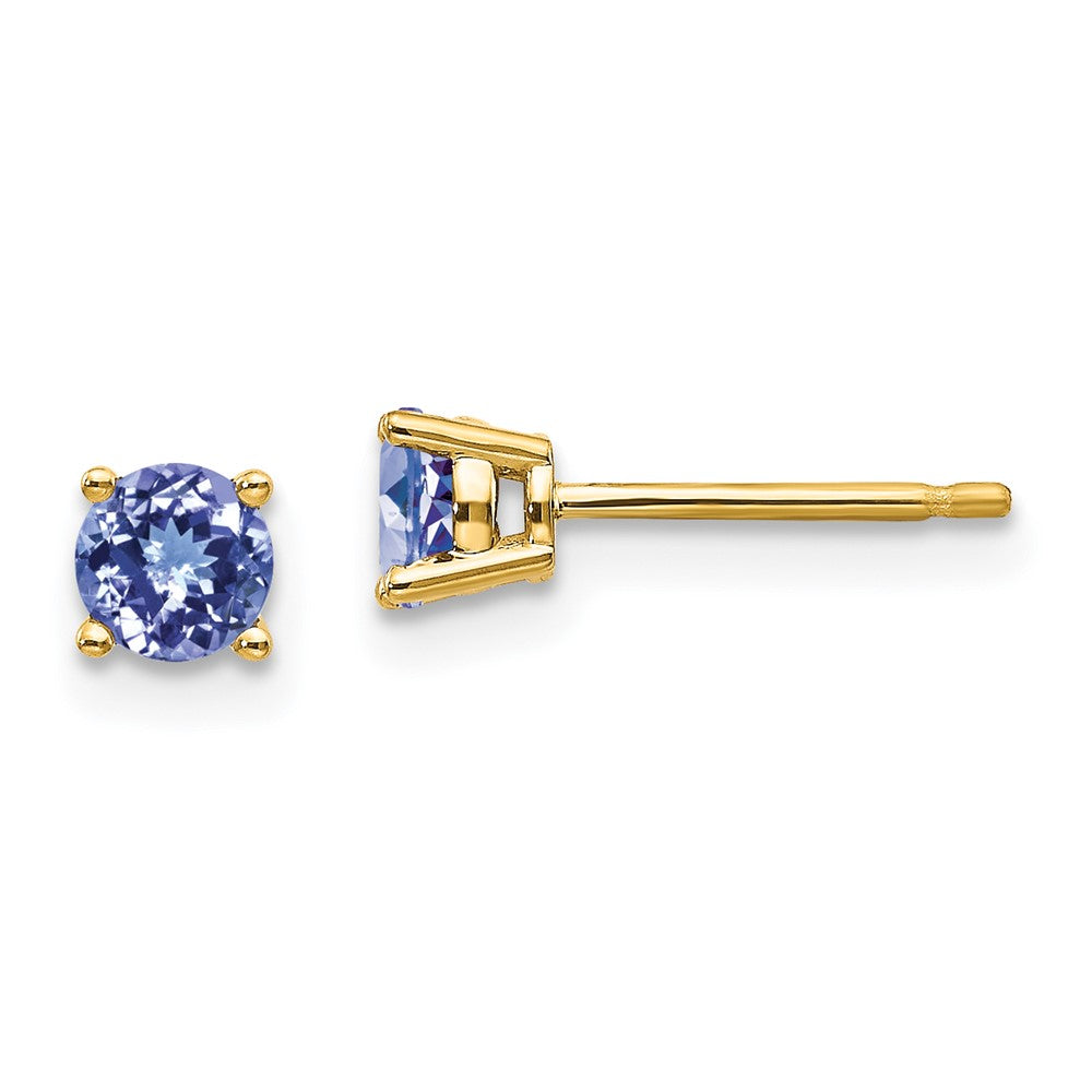 14k 4mm Round Tanzanite Post Earrings, 0.66 ct, 4 x 4 mm