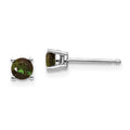 14k White Gold 4mm Round Green Tourmaline Post Earrings, 0.5 ct, 4 x 4 mm