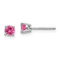 14k White Gold 4mm Round Pink Spinel Post Earrings, 0.54 ct, 4 x 4 mm