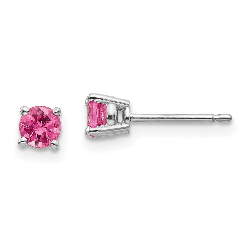 14k White Gold 4mm Round Pink Spinel Post Earrings, 0.54 ct, 4 x 4 mm