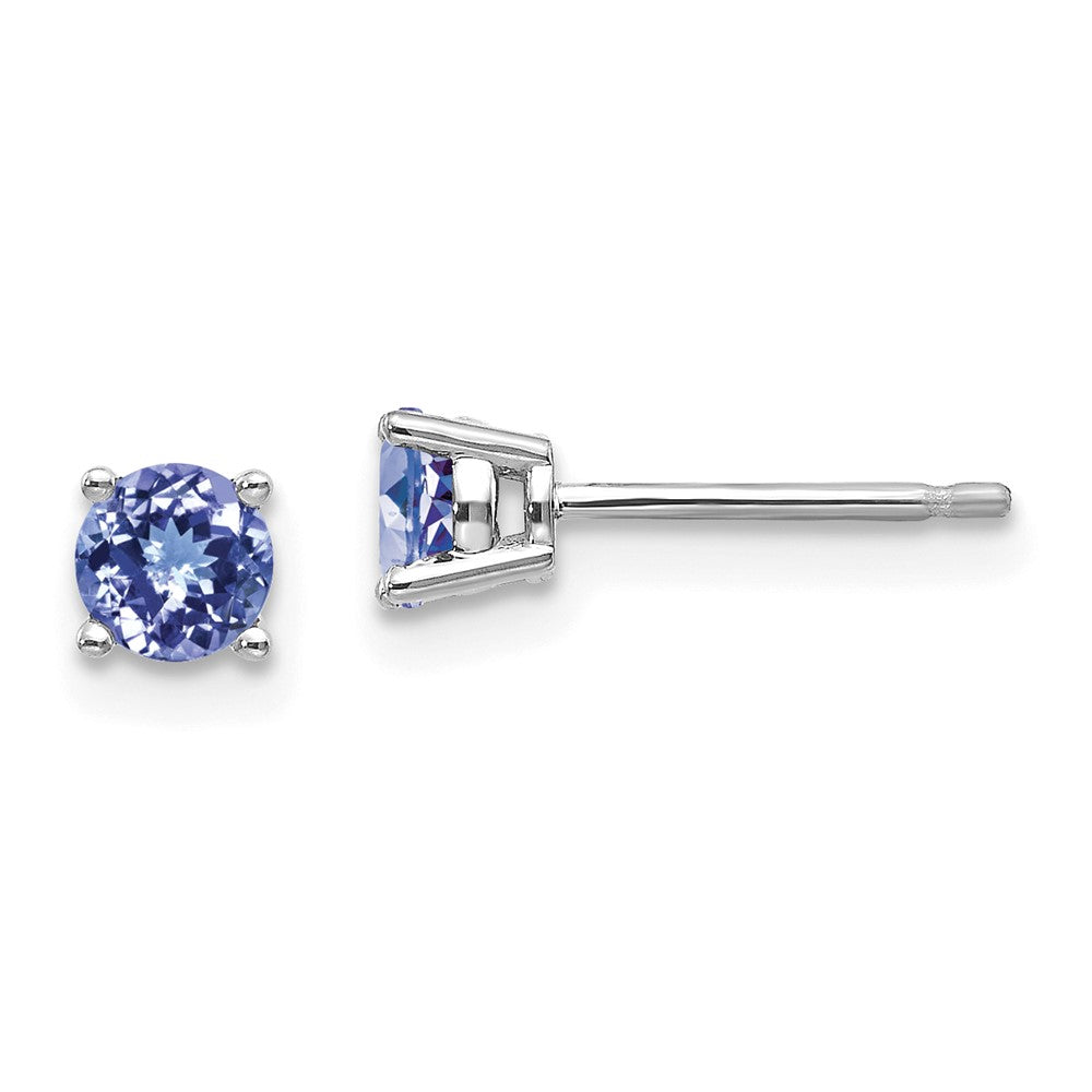 14k White Gold 4mm Round Tanzanite Post Earrings, 0.66 ct, 4 x 4 mm