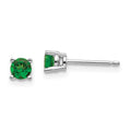 14k White Gold 4mm Round Tsavorite Post Earrings, 0.54 ct, 4 x 4 mm