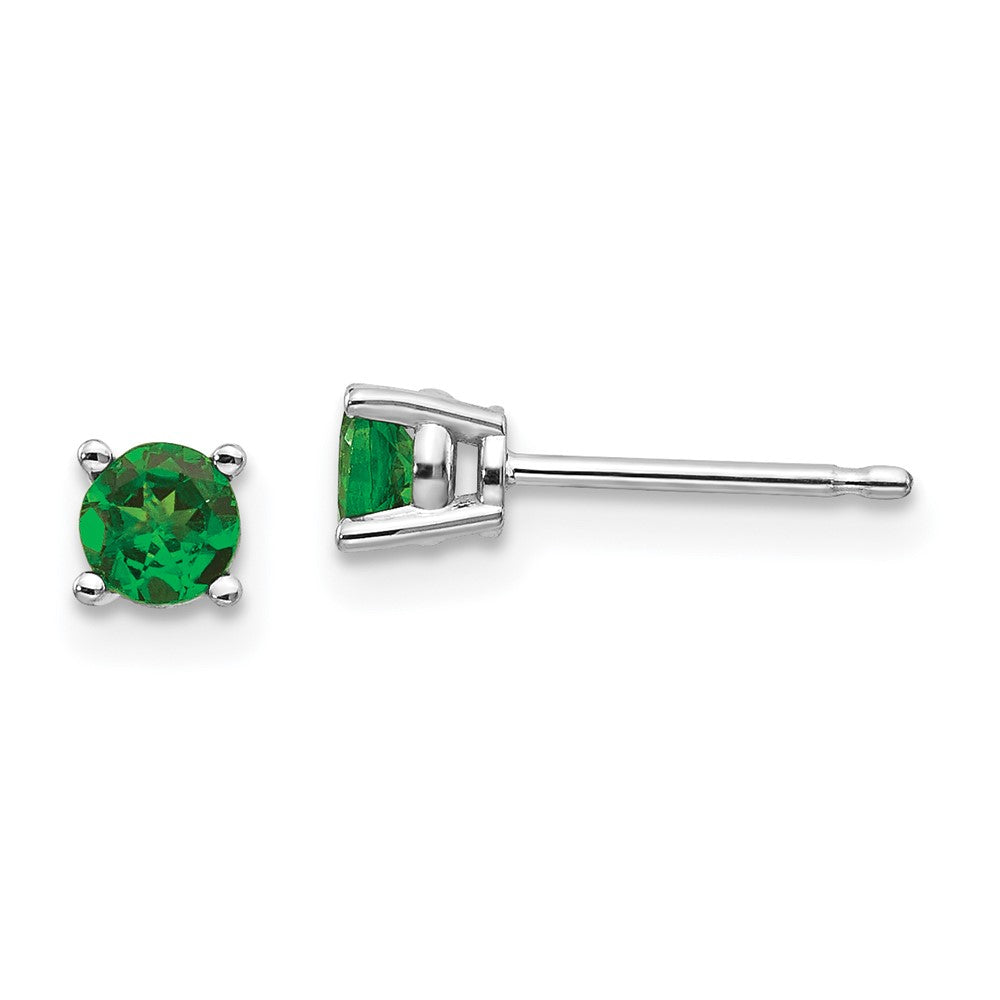 14k White Gold 4mm Round Tsavorite Post Earrings, 0.54 ct, 4 x 4 mm